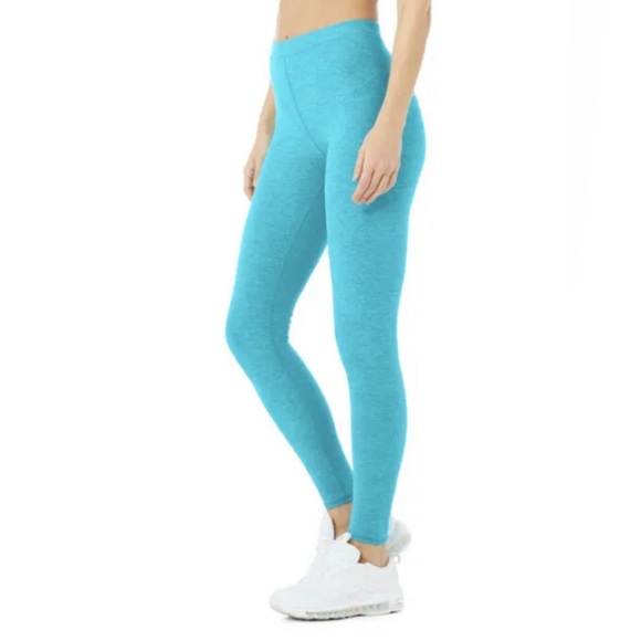 XS 28” High-Waist AloSoft Flow Full Length Blue Quartz Heathered Leggings. - Picture 3 of 17
